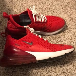 These are custom Air Max 270 red and white